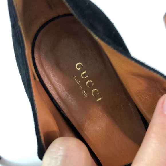 Gucci Black Suede Peep Toe Platforms Size 39 - Picture 9 of 9